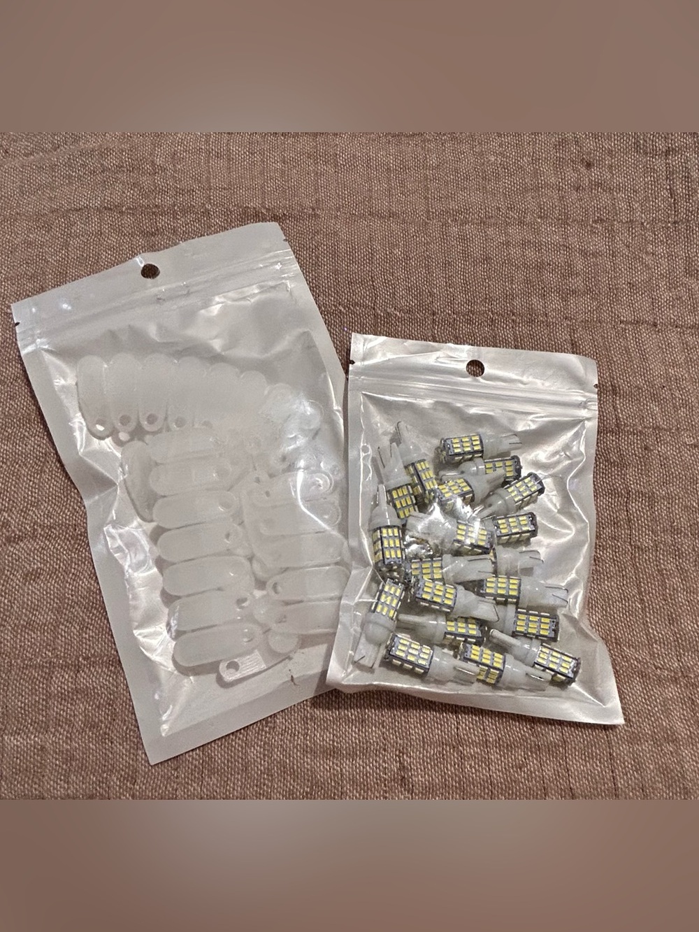 T10 automotive LED bulbs and white plastic curtain track glider hooks-Bundle